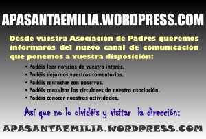Cartel promocional blog apasantaemilia.wordpress.com